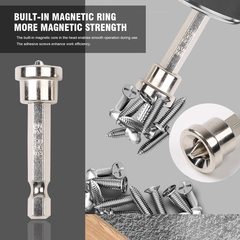 10pcs Magnetic Drywall Screwdriver Bits Set, PH2 Hexagonal Handle, 25mm