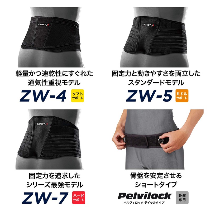 ZAMST ZW Series Waist Supporter Belt, All Sports, black