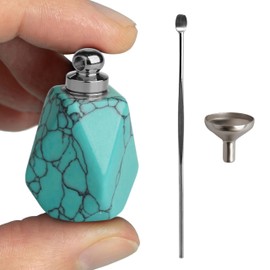 BOHO GARDEN Crystal Keepsake Urn - Wearable Small Container for Ashes, Memorial Urns Made from Real Crystal Material - Includes Spoon, Stick, Funnel & Storage Box (Turquoise Howlite (Silver))