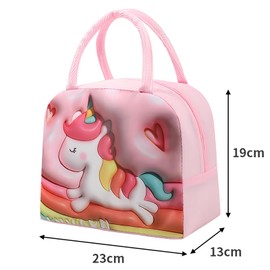 JYJLLM 3D Three-Dimensional Cartoon Lunch Bags， Insulated Pack Lunch Bag for Kids Boys Girls, Portable Lunch Box Bag, Thermal Leak-Proof Cooler Bag for Work School Travel Picnic (Pink Pony)