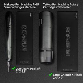 Denergy - Fundas para bolígrafos de tatuaje, 200 unidades, bolsas desechables para máquina de tatuaje, cartuchos, fundas tipo bolígrafo, bolsa de agarre de tatuaje (grande (2.4 x 7 pulgadas)