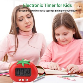 Tomato Kitchen Timer, Digital Timer for Cooking, Egg Timer, Classroom Timer for Teachers, Magnetic Stand, Countdown Timer for Exercise, Study, Oven