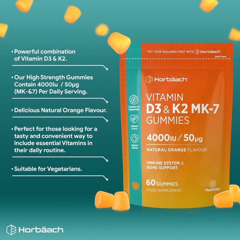 Vitamin D3 K2 Gummies | 60 Count (2 Months Supply)