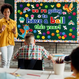 Sunshin 76Pcs Colorful Balls Bulletin Board Decorations Set with We're Going to Have a Ball Cutouts Bulletin Board for Welcome Back to School Classroom Chalkboard Wall Decor