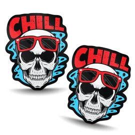 SkinoEu® 2 x Autoaufkleber Vinyl Aufkleber für Auto Moto Motorrad Fahrrad Helm Fenster Tuning Totenkopf entspann Dich Totenkopf mit Brille B 87