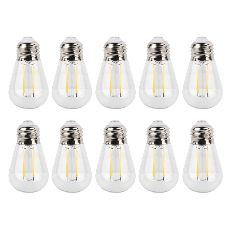 10Pcs Vintage Light Bulb S14 E27 180LM Transparent Glass LED