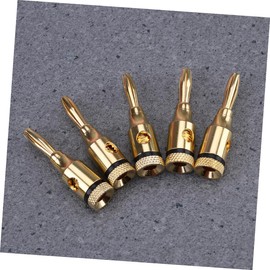 Tofficu 5 Pairs Banana Plug Connectors Gold Plated Open Screw for Speaker Wire Black and Red for Amplifier and Audio Receiver Connections Surround Sound Systems