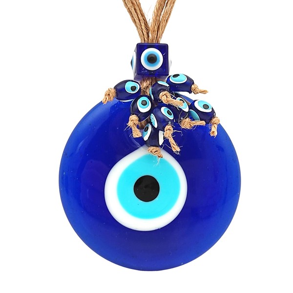 Candymosa 3.5" Turkish Evil Eye Decor Ornament - Blue Evil Eye Wall Hanging in a Box - Home Protection Charm Evil Eye Wall Decor - Turkish Nazar Amulet (Blue, 1pcs)