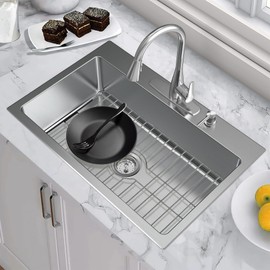 SunnyPoint 304 Stainless Steel Sink Protector Rack – Rust-Resistant Grid for Kitchen Sink Bottom, Scratch Prevention, Drainage Support, (Large) (17.5"x12.4")