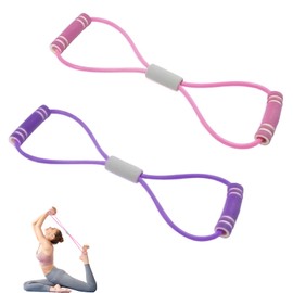 AYNKH 2 Arm Figure of 8 Resistance Bands, Handle Resistance Bands, Chest Extender, Yoga Gym Fitness Pull Cord für Arm und Schulter Stretching Krafttraining, Pink und Lila