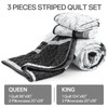Quilt Set King Size, Black Striped Quilt King Boho Patchwork