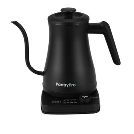 PantryPro Gooseneck Electric Kettle with Temperature Control, 34oz/1.0L Rapid Boil, Stainless Steel Interior, Auto Shut-Off, 1500W, Boil-Dry Protection, LED Indicator - Black
