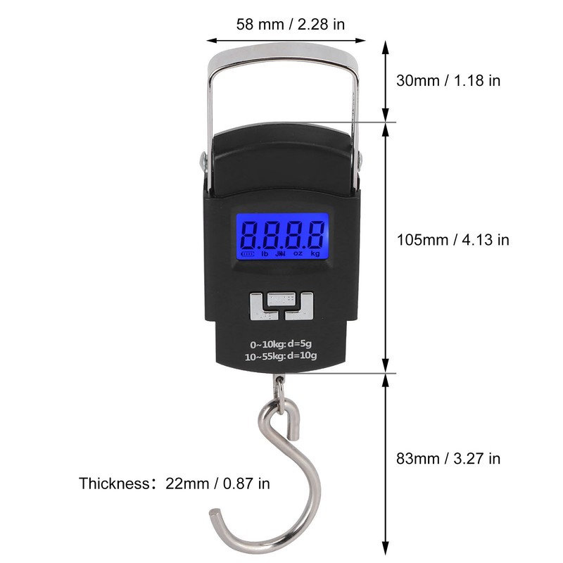 Electronic Scale 55KG Portable Digital Scale with Hanging Hook for