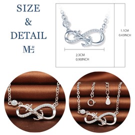 MicLee Women's Necklace 925 Sterling Silver Cubic Zirconia Allergen-Free Anchor Infinity Sign Pendant Chain with Gift Bag Super Gift for Mother Girlfriend, Silver, Cubic Zirconia