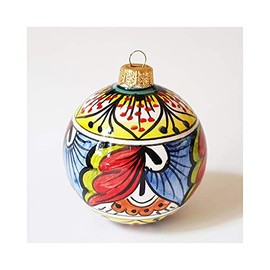 Deruta thatsArte – Italian Hand Painted Ceramic Christmas Ball Ornament Deruta Pottery for Xmas Tree Decoration Handmade in Italy by Francesca Niccacci, Deruta