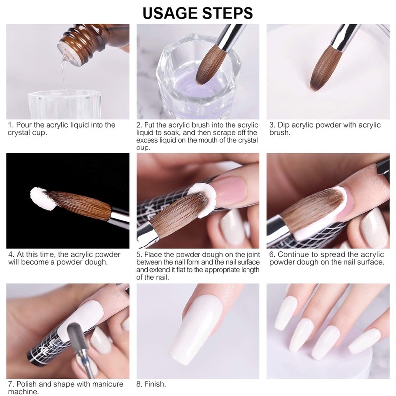 Rolabling Acrylic Powder Acrylic Nail Art Tips False Nails Acrylic