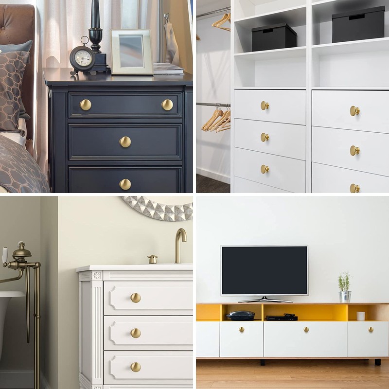 BIGLUFU Brass Cabinet Knobs, 30 Pack, 1 Inch, Gold: Dresser,