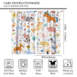 Kids Blackout Curtains,Each Panel W21 x 45" L,Cartoon Farm Animal Plants Cute Cow Horse Pig Curtains for Boys Girls Bedroom Living Room Baby Room Nursery Window Drapes 2 Panel Set 42" x 45"