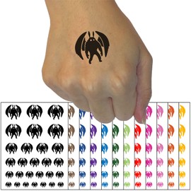 Mothman Cryptozoology Monster Temporary Tattoo Water Resistant Fake Body Art Set Collection - Black (One Sheet)