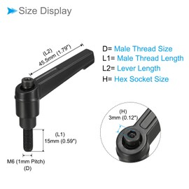 CoCud Clamping Lever Handles, M6 x 15mm Male Thread, Adjustable Quick Release Locking Rotating Bolt Knobs Black - (Applications: for Lathe Machinery), 1-Piece