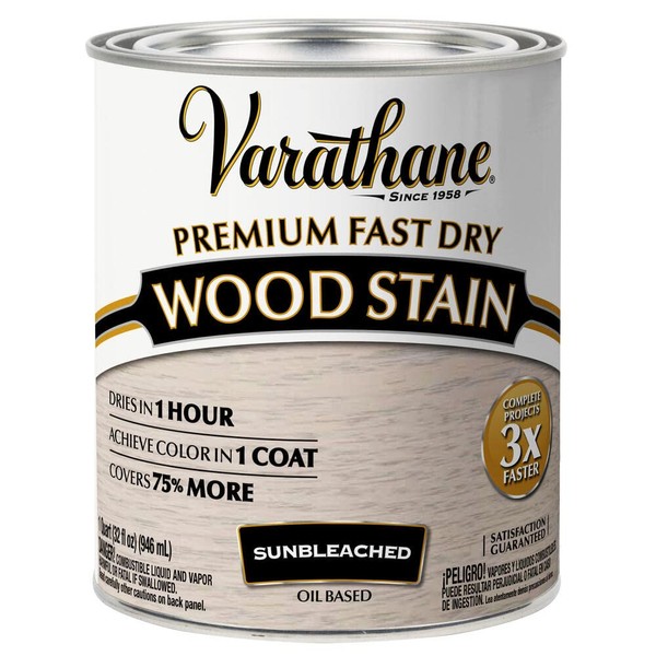 Rust-Oleum Varathane 262011 Premium Fast Dry Wood Stain, Quart, Sunbleached, 32 Fl Oz