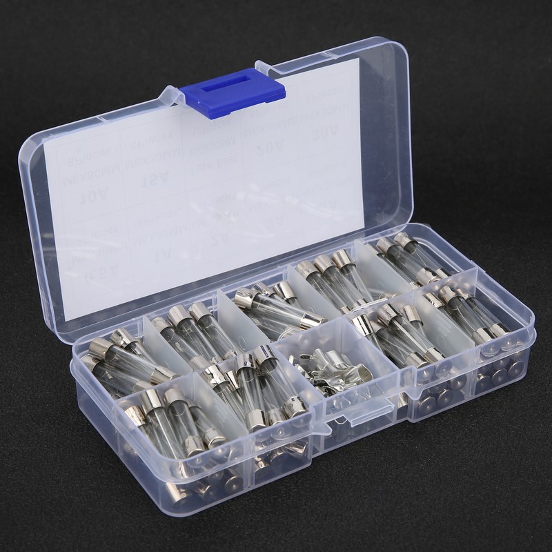 2Boxes Glass Tube Fuse Kit M6x30mm 0.5A‑30A Fast Acting Quick