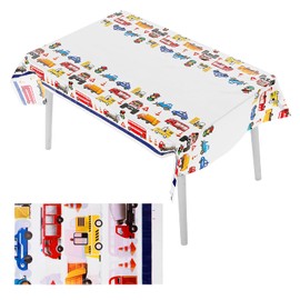 Cobee Construction Plastic Table Cloths for Parties, 70'' x 42'' Dump Truck Disposable Printed Waterproof Table Covers Construction Tractor Themed Birthday Party Decorations for Kids(Construction)
