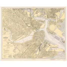 Boston Inner Harbor, Massachusetts - 1945 Nautical Map - Reprint Harbors 248