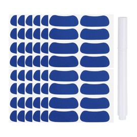 PATIKIL 48 Pairs Sports Eye Black Stickers, Under Eye Black Strips Football Face Stickers Breathable Eyeblack Sticker with 1 Pcs White Pencil for Baseball Fans on Game Day, Blue