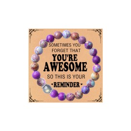 PINCHUAN Natural Stone Bracelet for Women Healing Stone Bracelets Stretch Beaded Inspirational Bracelet Crystals and Healing Imperial Jasper Stone Jewelry Gift for Women-Imperial Jasper