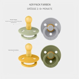 BIBS Colour Soothers Pack of 4, BPA-Free, Cherry Shape Nipple. Natural Rubber/Latex, Made in Denmark. 6-18 Months (Pack of 4), Green Garden Lush