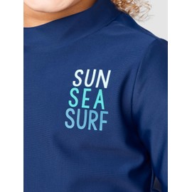 Simple Joys by Carter's Boys' Swimsuit Trunk and Rashguard Set, Navy White Tropical, 4T