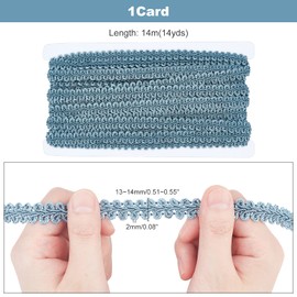 PH PandaHall 15 Yards Polyester Gimp Braid Trim, 0.5" Wide Steelblue Decorative Trim Fringe Trim Fabric Ribbon for DIY Crafts Clothes Cosplay Making Sewing Curtain Chair Furniture Gift Decoration