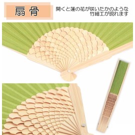 Nishikawa Shoroku Shoten Lotus Fan (Light Green), Open State: H 7.7 x W 12.8 inches (19.5 x 32.5 cm) / Closed State: H 7.7 x W 1.2 inches (19.5 x 3 cm)