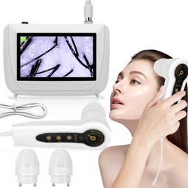 Skin Hair Analyze,Scalp Analysis Machine,5 Inch LCD Screen Rechargeable Digital Scanner for Skin & Hair Analysis,50x/200x DualHeads, Digital Skin Health Detection Use for Home and Salon
