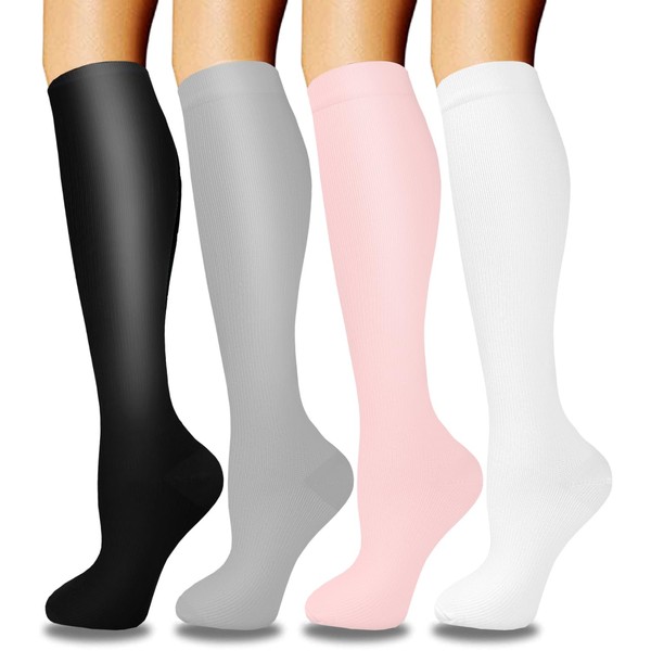 ACTINPUT 4 Pairs of Compression Socks for Men and Women,