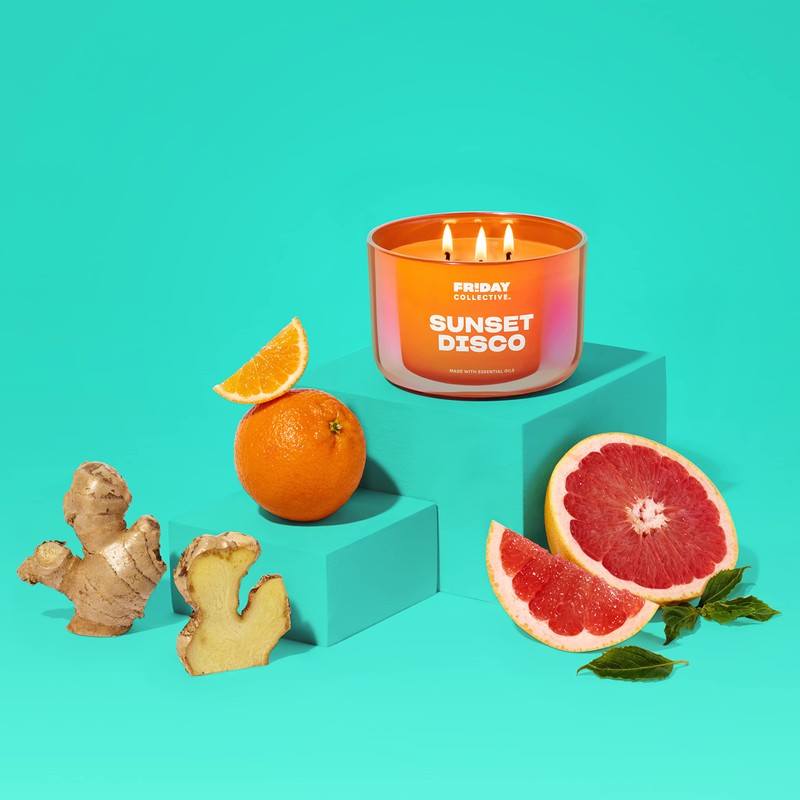 Friday Collective Sunset Disco Candle, Citrus Scented, Made with Essential