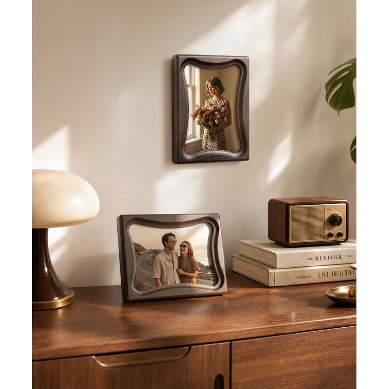 Afuly 5x7 Wood Picture Frame MCM Walnut Wooden Photo Frame