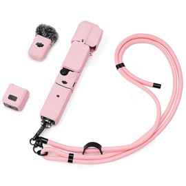 TYUANDOUER Pocket 3 Case & Neck Lanyard, Silicone Protective Case Cover Lens Screen Protector Compatible with DJI Osmo Pocket 3 Creator Combo, Adjustable Easy Carry Strap for DJI Pocket 3 - Pink