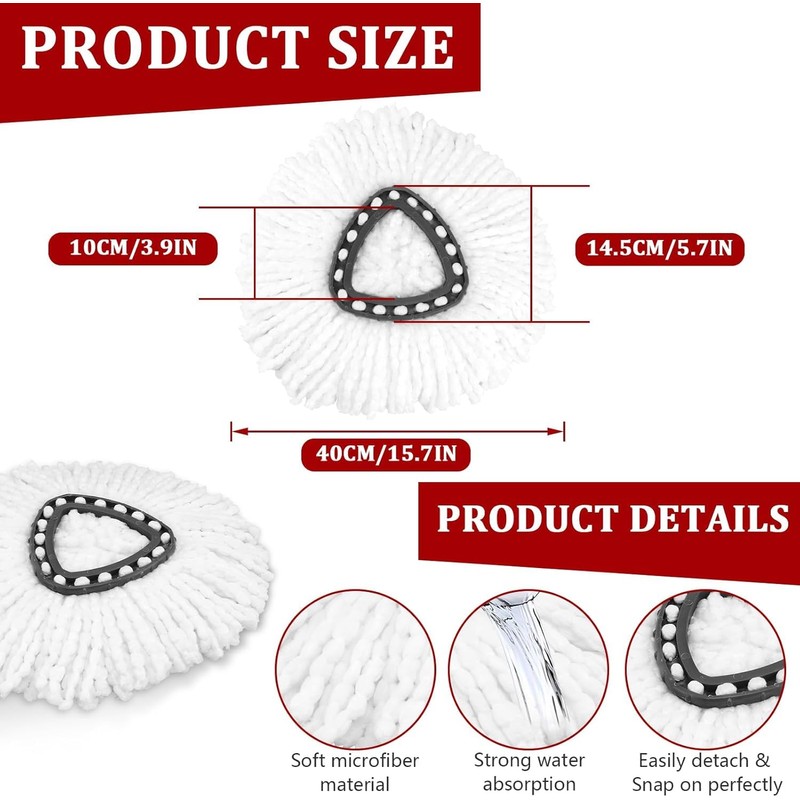 6 Pack Mop Replace Head Compatible with O Cedar EasyWring