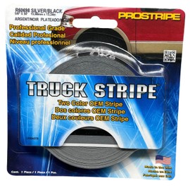 Prostripe Auto R60698 Truck Stripe Vinyl Silver/Black OEM Pinstripe 5/8" x 50'
