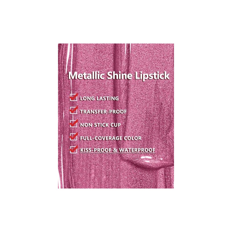 MAKI YIKA- Lápiz labial rosa metálico para mujer, lápiz labial