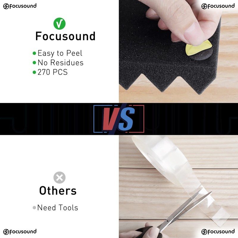 Focusound 50 Pack Acoustic Foam Panels 1" x 12" x