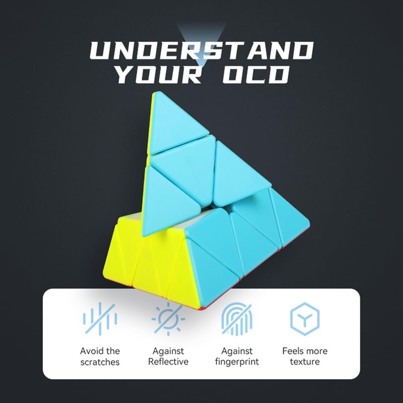 XMDCuber QY Toys 3x3 Pyramide Speed Cube Stickerless, 3x3x3 Pyraminx