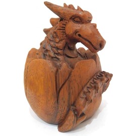 Brave Wings Hand Carved Wooden - Hatching Dragon Egg - Wood Ornament Sculpture Figurine Statue Unique Table Decoration Home Decor Gift for Christmas - 5018