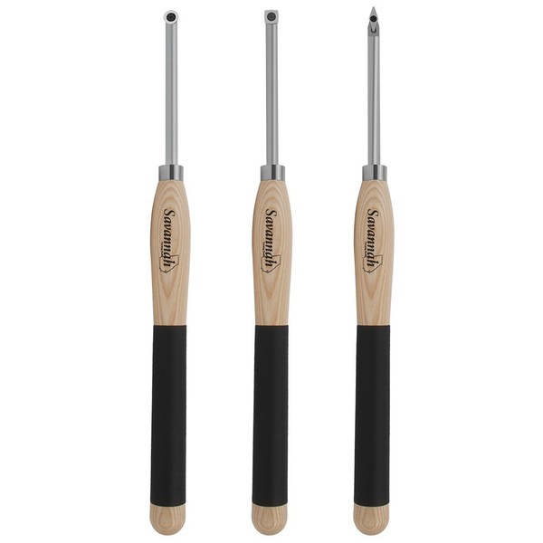 Savannah - 7586 Carbide Turning Tool Large Size (3 Piece Set - All 3 Turning Tools) Includes Diamond Shape, Round and Square Turning Tools With Comfort Grip Handles, Three Tool Set