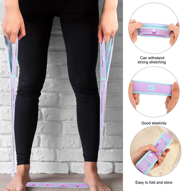 FNANJWQ Elastic Yoga Stretching Strap with Loops, Adjustable Stretch Strap