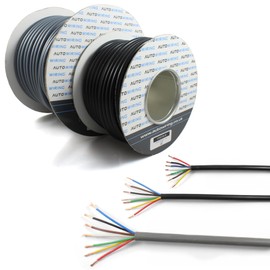 AUTOWIRING Automotive 7 Core Trailer Cable 12v 24v Thin Wall Multistrand Caravan Wire 11/16.5 AMP (1.5mm²) & 14/29 AMP (2.5mm²) Earth, 5M Coil