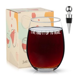 White Elephant Gifts For Women Men, Gag Gifts For Men Women, 16oz I'Ve Had It Up To Here Galss, Stemless Wine Glass Gifts, Funny Gifts For Christmas, Gag Gifts For Women Funny Dad Mom