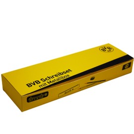 Borussia Dortmund Unisex Youth Writing Set with Metal Box, Exclusive BVB School Set, Black/Yellow, 21 x 7 x 4 cm